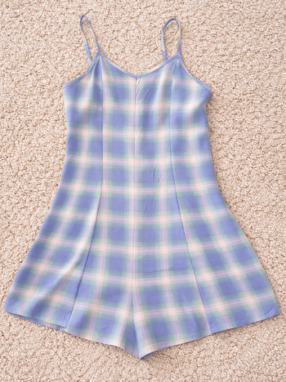 Art Class Pastel Plaid Romper Girls Size L 10/12 Summer Lightweight Cute